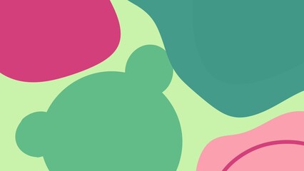 The distinctive background of the various shapes floating freely on the background color.