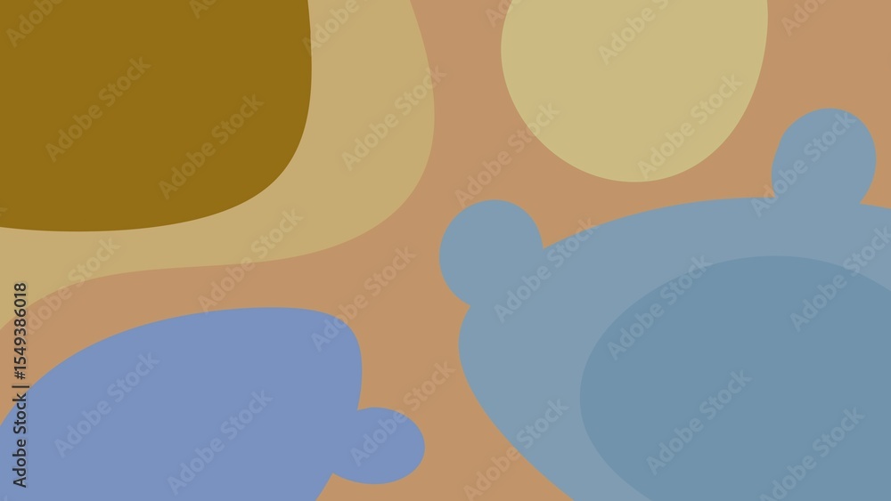 Poster the distinctive background of the various shapes floating freely on the background color.
