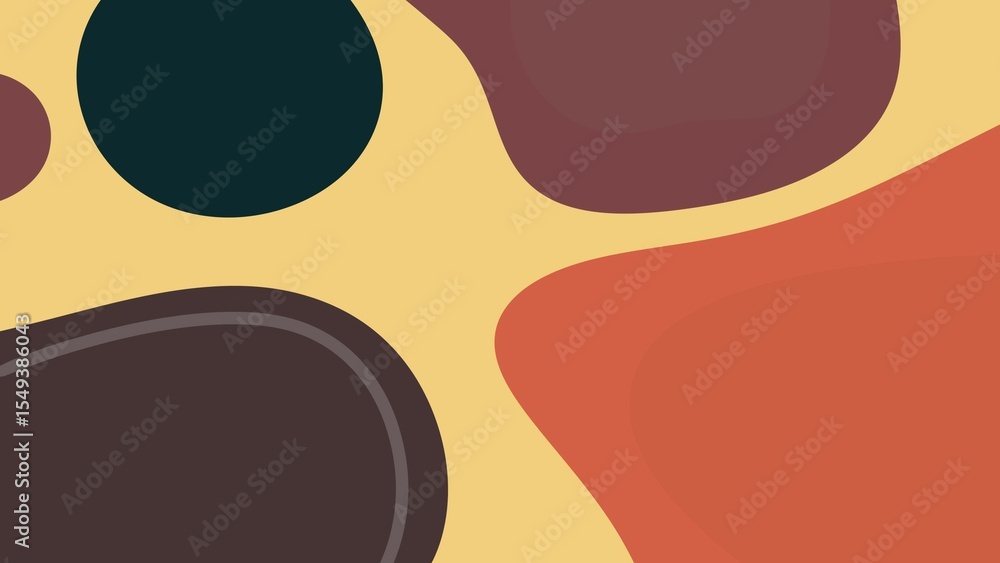 Poster the distinctive background of the various shapes floating freely on the background color.