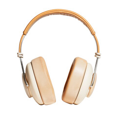 Stylish headphones with sleek design, featuring wooden headband and soft ear cushions for comfort and quality sound