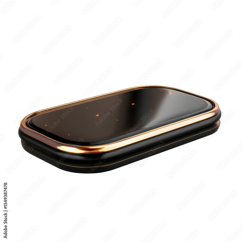 Poster sleek, modern black and gold rectangular container with glossy surface, perfect for storage or displ