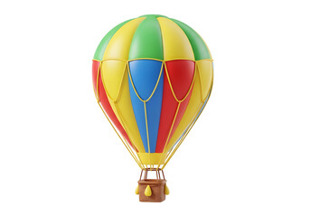 Fototapeta premium Cartoon Hot Air Balloon Red Yellow Blue Green isolated on a transparent background