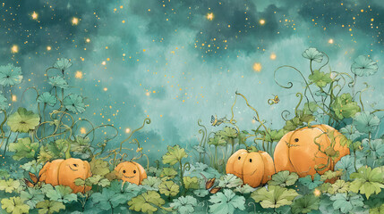 Fototapeta premium Fantasy Halloween cartoon watercolor