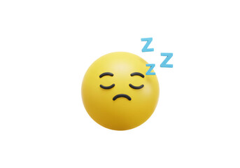 黒色の背景を持つ黄色い顔文字の3Dレンダリングが眠ってZzzを表しています