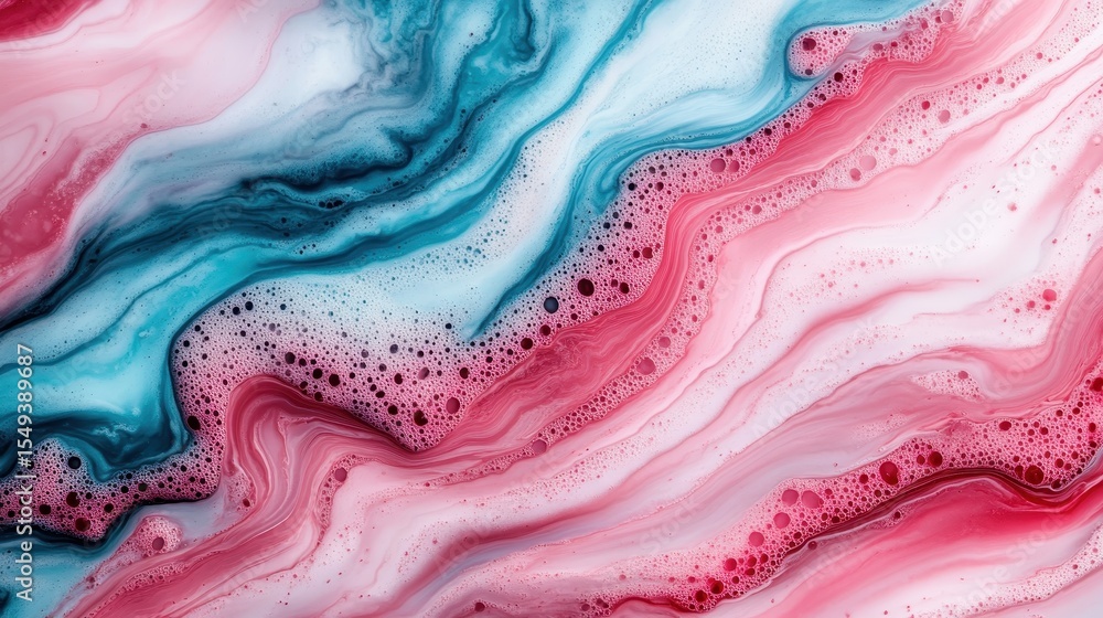 Poster a colorful abstract swirl of red and blue forms creates a dynamic visual flow, inviting viewers to p