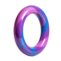 Colorful, glossy ring with vibrant purple and blue swirl pattern, showcasing modern design and playful aesthetic