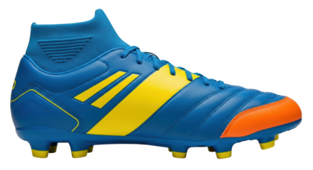 Isolated Blue and Yellow Soccer Shoe