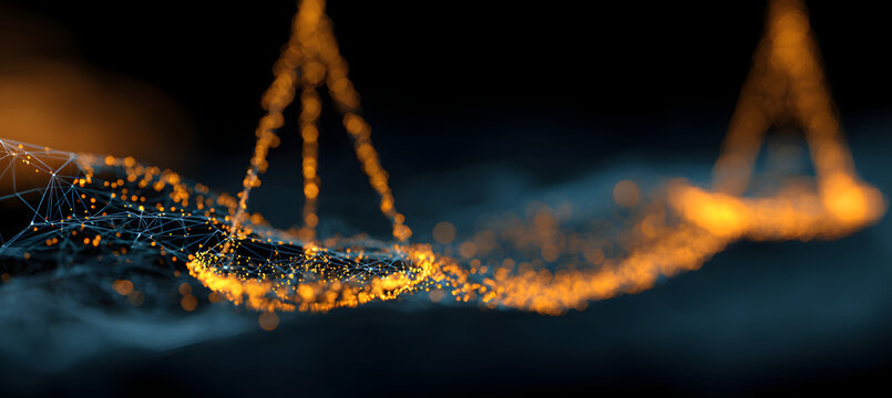 Scales of Justice Abstract Background, Legal Services, Law Firm, Digital Network, Legal Tech