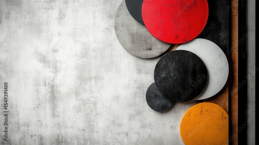 Poster this abstract image showcases a variety of colorful circular shapes artistically arranged on a light