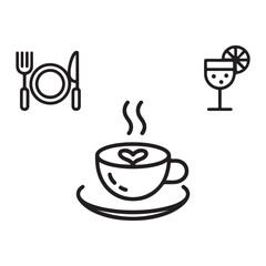 Coffee with Heart Icon Minimal Silhouette Vector Symbolizing Forgiveness and Love