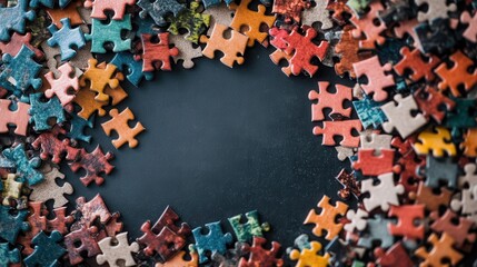 A vibrant circle of assorted puzzle pieces, each uniquely colorful, represents the concepts of unity and diversity, inviting viewers to engage in the playful aspects of problem-solving.