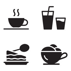 Flat Drink and Cake Icons Minimal Vector Pair with Forgiveness and Calm Theme