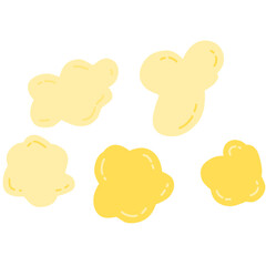 Hand-drawn cartoon popcorn shapes with rounded, irregular outlines. Suitable for food icons, doodle stickers, or kids’ illustrations.