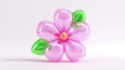 Easter Theme Cute Flowers Decor on White background , 3D Rendering , Vector Illustration