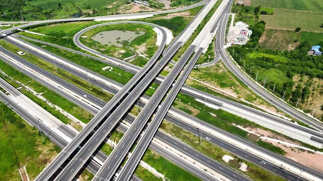 Aerial view bridge intersection between the highway numbers 290 and 304 Nakhon Ratchasima