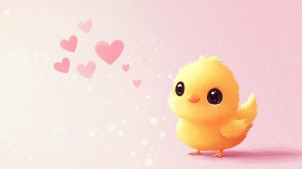 Cute chick with hearts