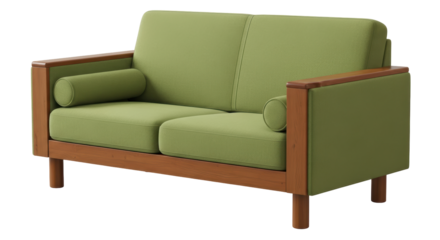 Isolated Green Two Seater Sofa