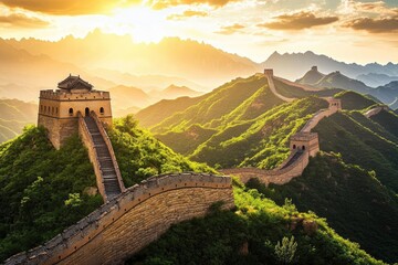 Majestic sunrise over the Great Wall of China (1)