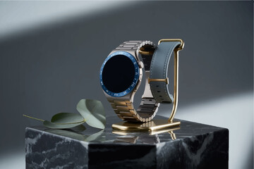 Elegant Smartwatch with Metallic Bracelet and Leather Strap
