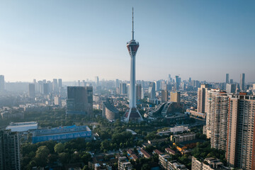 Obraz premium Aerial view of landscape in Chengdu city, China