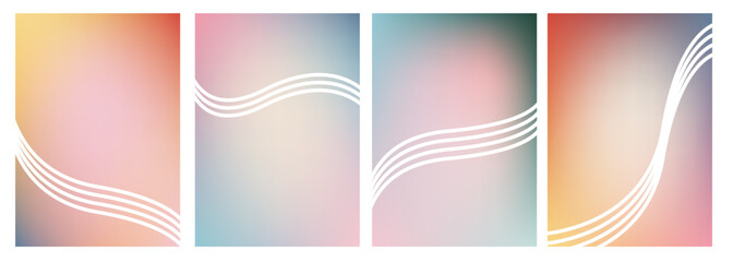 Contemporary Gradient Background Vector Set. Poster Cover Template. Contrasting Waves Shapes