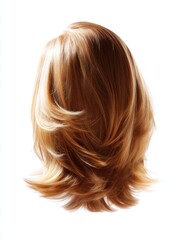 Obraz premium Soft and flowing hairstyle that showcases a beautiful medium length with natural highlights. Ideal for beauty and fashion themes. Perfect for hair care promotions and inspiration. AI