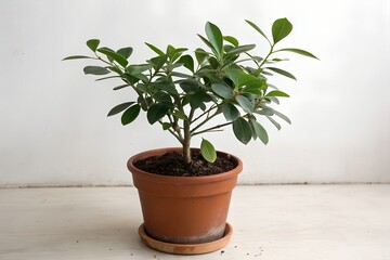 Obraz premium Flat potted plant indoor decorative green houseplant icon Plants and Flowers