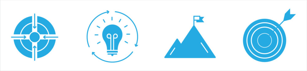 Goal and Strategy Line Icons – Target, Idea, Vision, Achievement Symbols