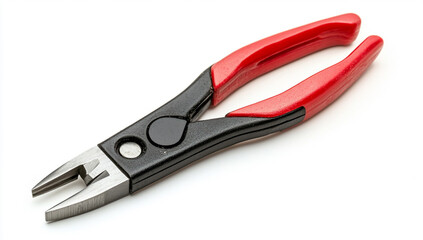 Obraz premium Hesco combination pliers, black and red in color, isolated on a white background
