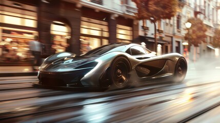 Fototapeta premium Futuristic Concept Car Design with Innovative Technology and Aerodynamic Shape