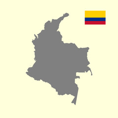 Сolombia map icon. Сolombia flag and outline map. Simple icon design. Vector illustration