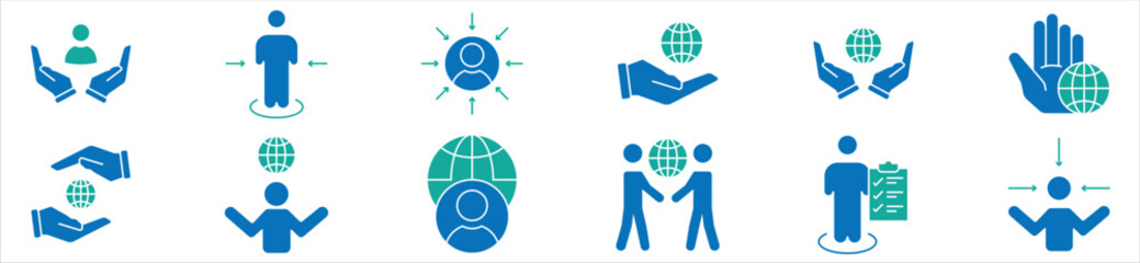Global Responsibility and Human Support Line Icons – Diversity, Inclusion, and Ethics Symbols