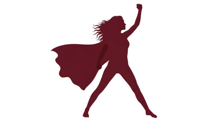 Isolated Silhouette of Superwoman