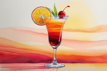 fruit cocktail with cherry