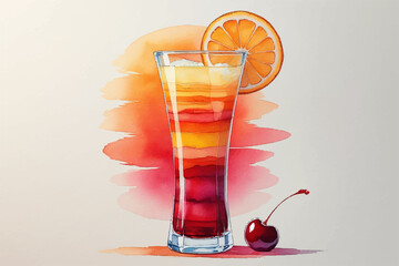 cocktail with ice and lemon