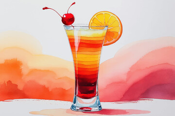 cocktail with ice and cherry