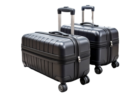  Close-Up of Suitcase Wheels Rolling on Airport Conveyor Belt, isolated on a transparent background