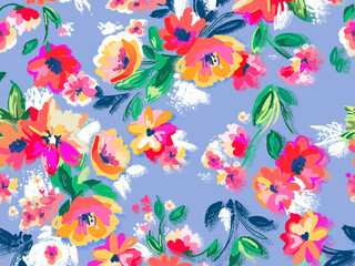 Pretty painted flowers ~ seamless background