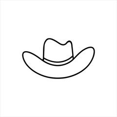 Cowboy Hat Icon Vector – Black and White Silhouette Style.