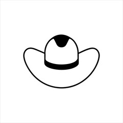 Western Cowboy Hat Silhouette Vector in Monochrome.