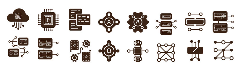 Obraz premium Artificial Intelligence Line Editable Icons set. Vector illustration in modern thin line style icons of AI technology and possibilities, machine learning, smart robotic. Pictograms and infographics 