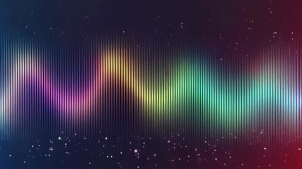 Vibrant audio waveform animation with sparkling particles and colorful gradient - Powered by Adobe