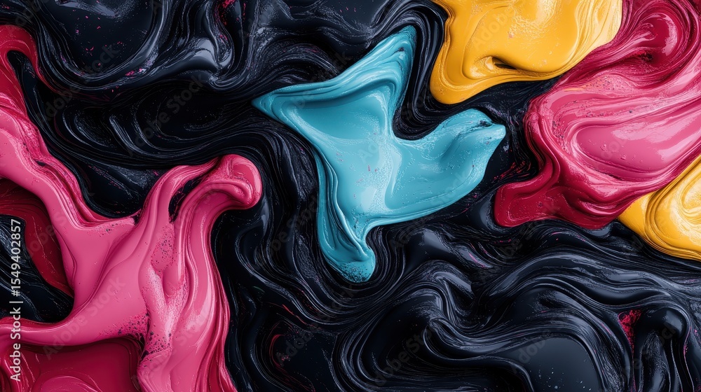 Poster this vibrant abstract image showcases swirling shapes and colors in a captivating manner, illustrati