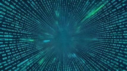 Futuristic digital data tunnel with dynamic binary patterns in motion - Powered by Adobe