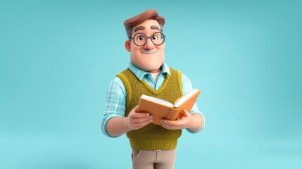 Cartoon-style 3D businessman character in suit with briefcase, professional employee