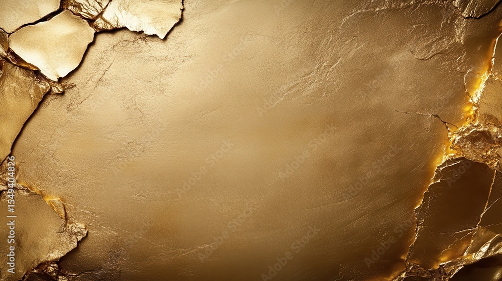Poster an artistic close-up of a textured gold surface with cracks that provide depth and intrigue, ideal f