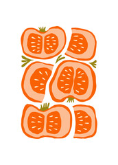 Abstract fruits and vegetables elements. Modern trendy minimalist. Healthy Food. Hand drawn design for wallpaper, wall decor, print, postcard, cover, template, banner.