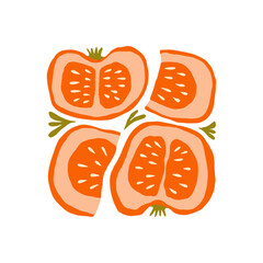 Abstract fruits and vegetables elements. Modern trendy minimalist. Healthy Food. Hand drawn design for wallpaper, wall decor, print, postcard, cover, template, banner.