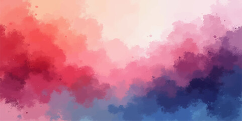 Pink and Blue Abstract Watercolour Sky with Soft Clouds