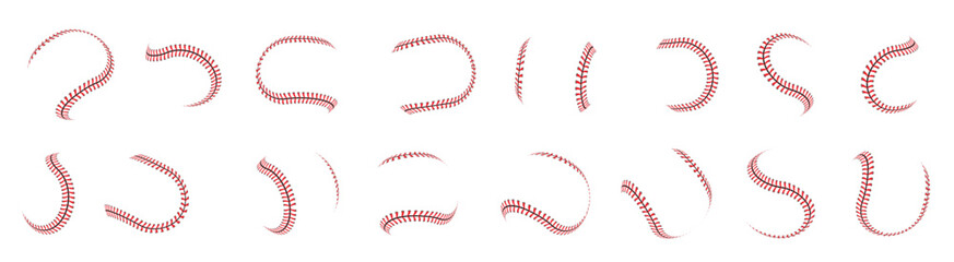 Obraz premium ball lace red stitching sport baseball lacing graphic pattern softball recent vector stylized symbol.